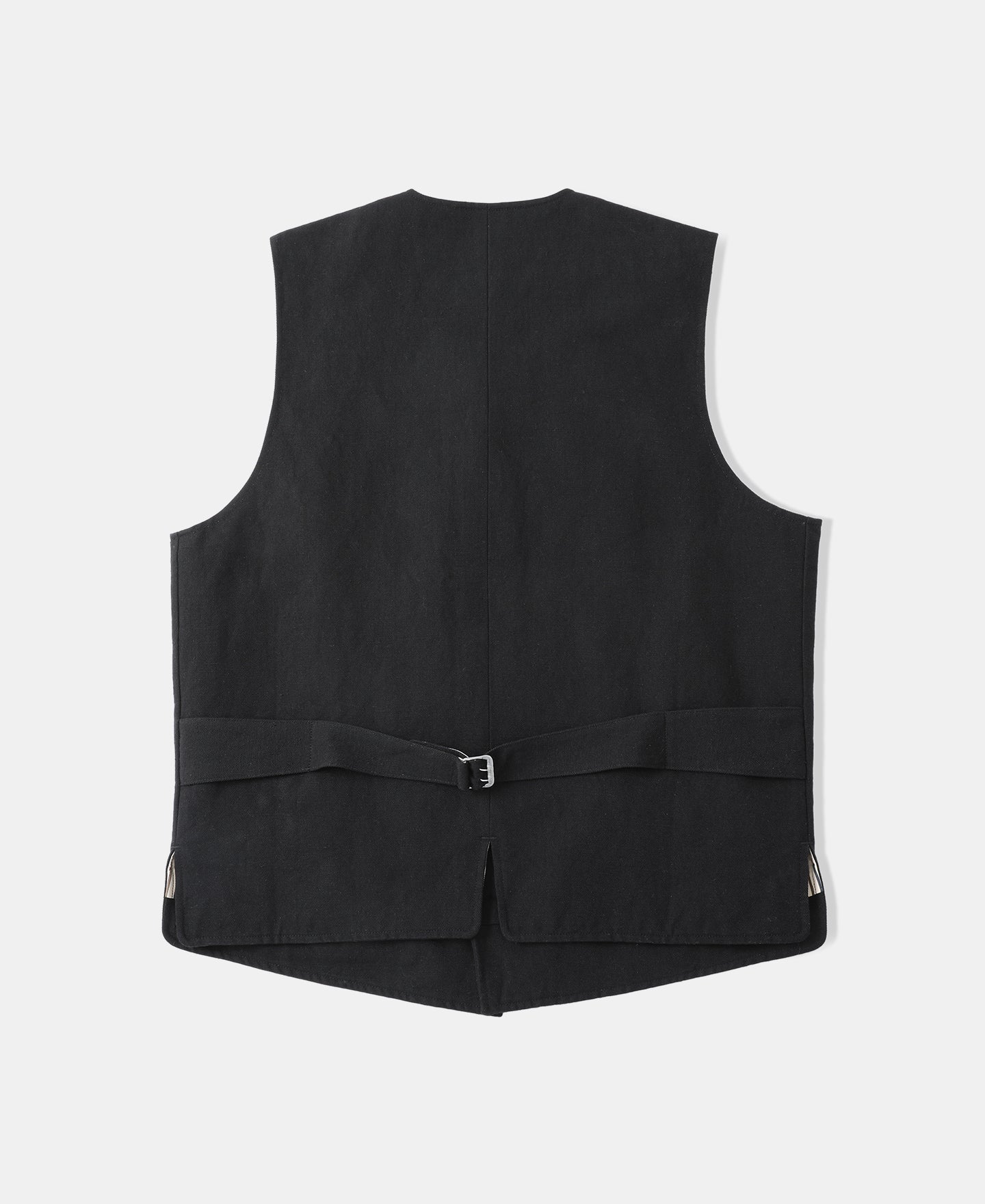 Textured Linen-Cotton Blend Vest – Black