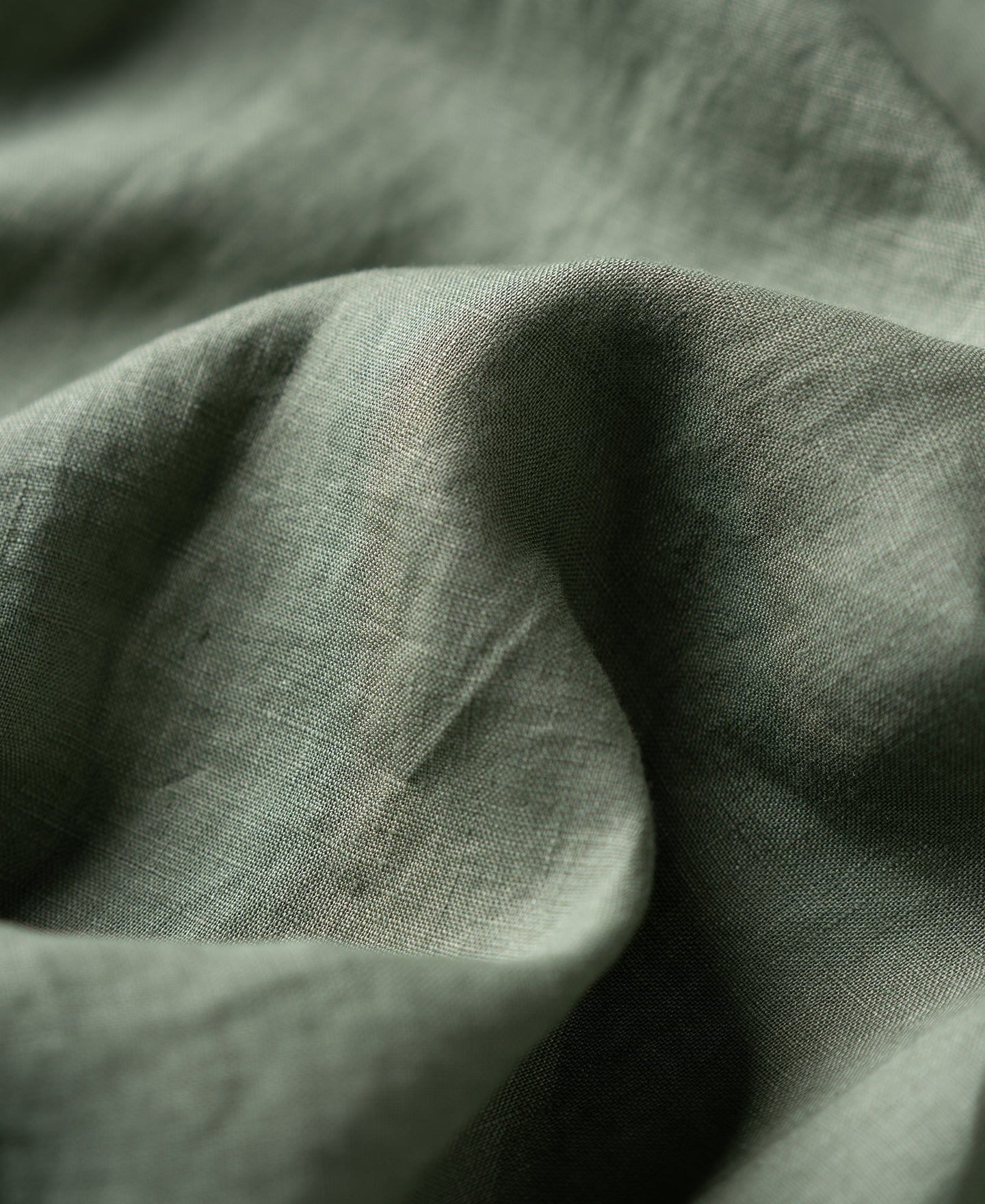 1950s Italian Collar Linen Short Sleeve Shirt - Sage