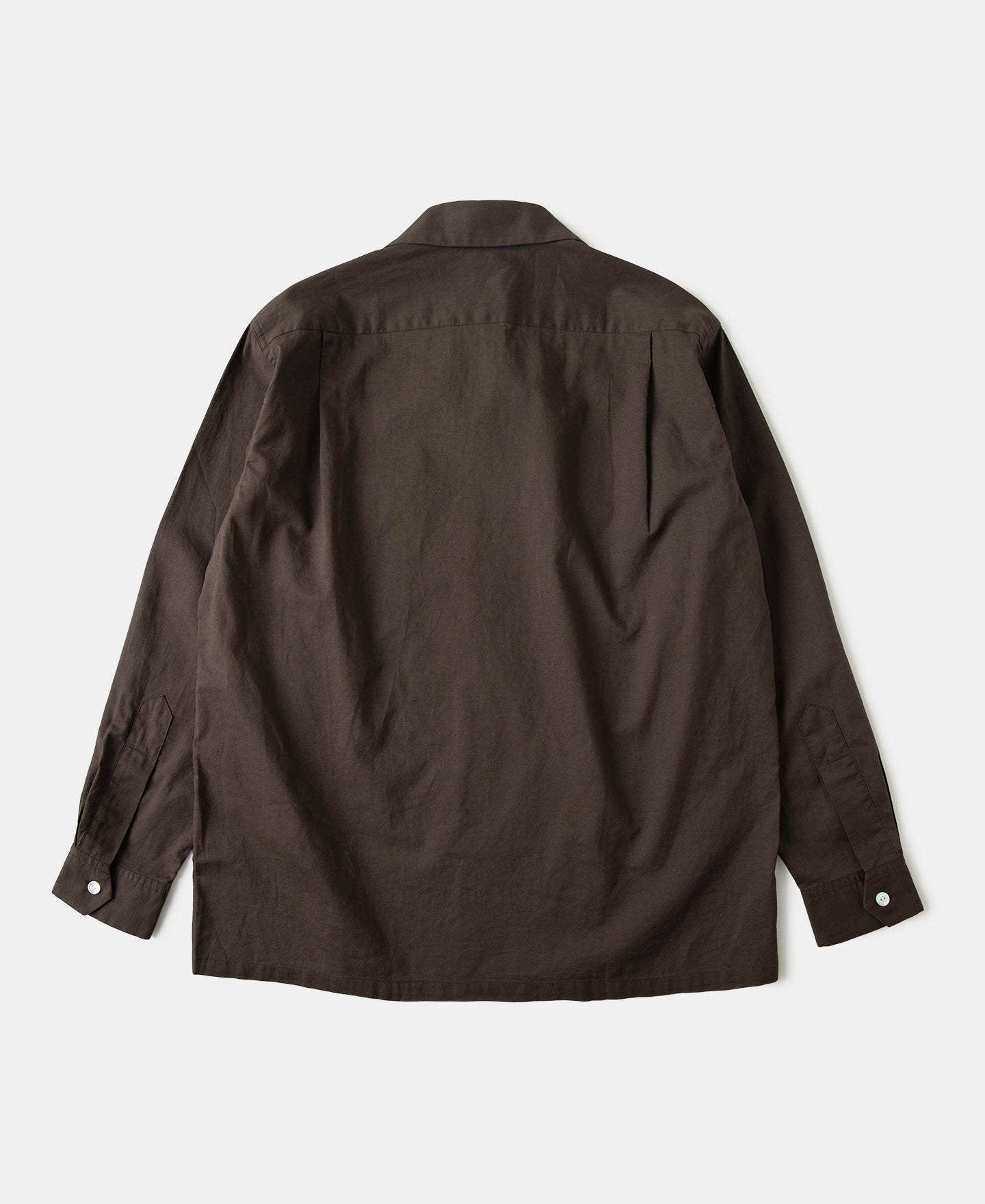 Lot 220L 1940s Linen-Cotton Open Collar Shirt - Dark Brown