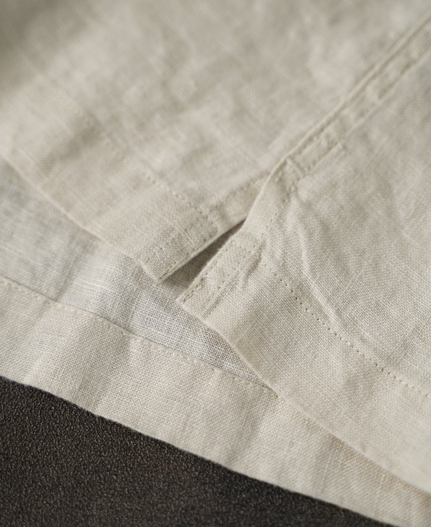 1950s Italian Collar Linen Shirt - Apricot - Size XS-M