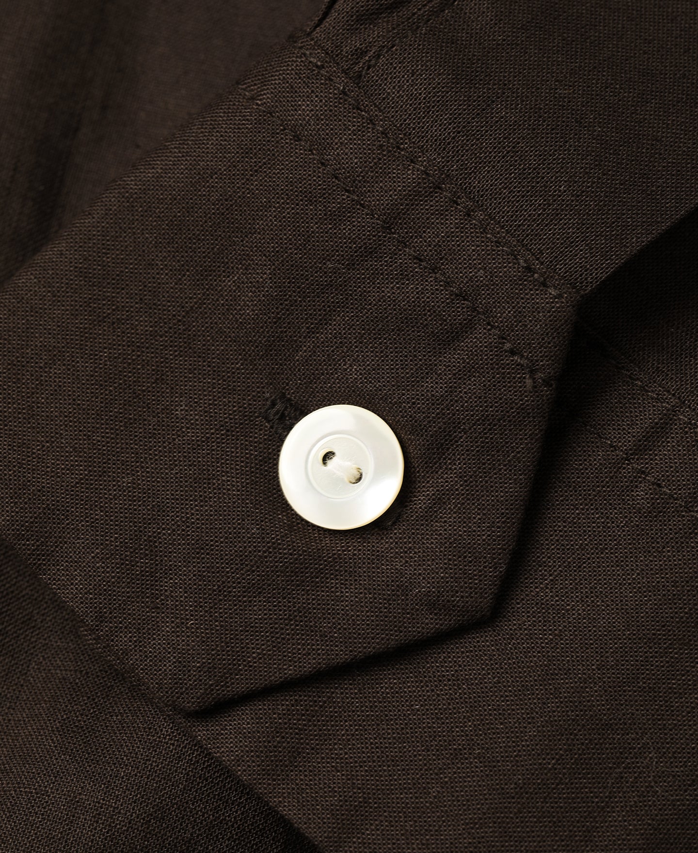 Lot 220L 1940s Linen-Cotton Open Collar Shirt - Dark Brown