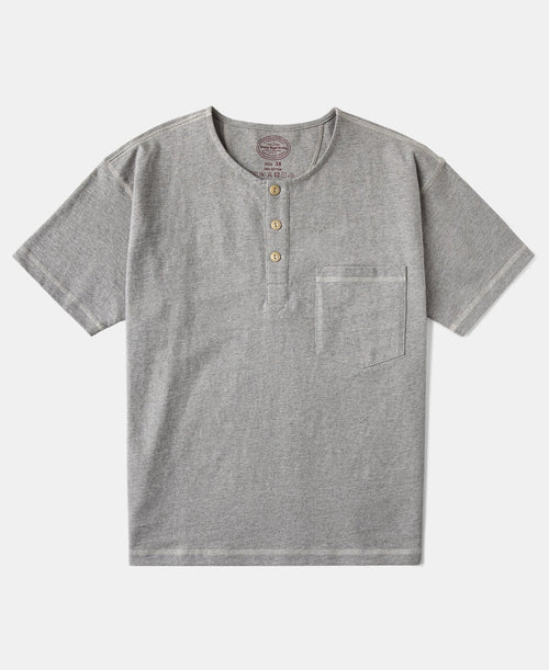 1940s Slub Cotton Henley Pocket T-Shirt - Gray