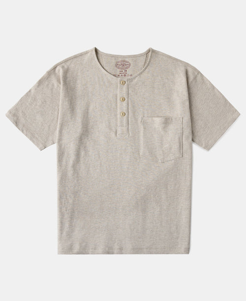 1940s Slub Cotton Henley Pocket T-Shirt - Oats