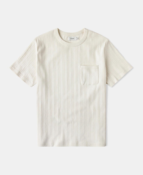 Heavyweight Ribbed Cotton Pocket T-Shirt - Oatmeal White