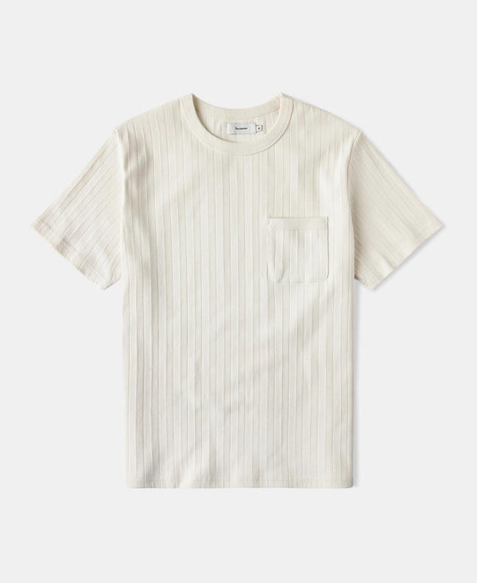 Heavyweight Ribbed Cotton Pocket T-Shirt - Oatmeal White