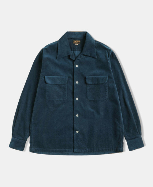 Lot 220 Corduroy Open Collar Shirt - Indigo