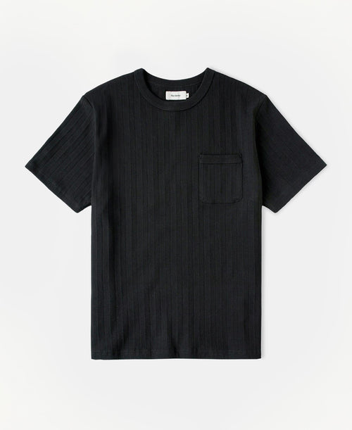 Heavyweight Ribbed Cotton Pocket T-Shirt - Vintage Black