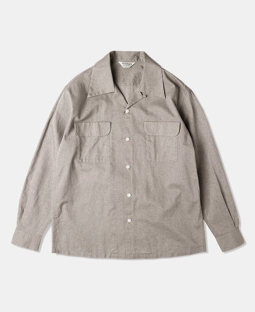 Lot 220L 1940s Linen-Cotton Open Collar Shirt - Khaki Gray