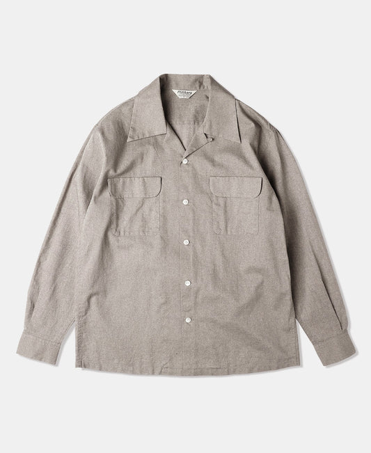 Lot 220L 1940s Linen-Cotton Open Collar Shirt - Khaki Gray
