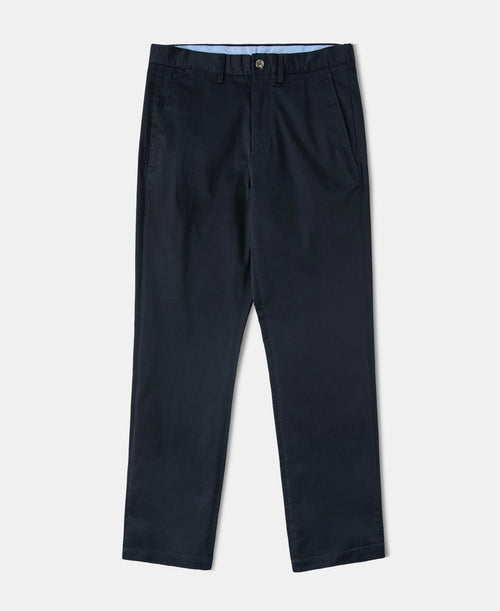Cotton-Blend Slim Tapered Trousers - Navy