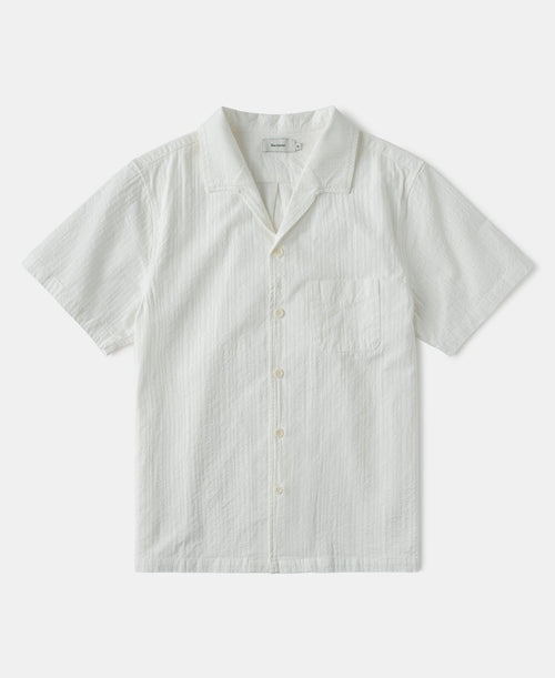 Italian Collar Salt-Shrunk Shirt - White