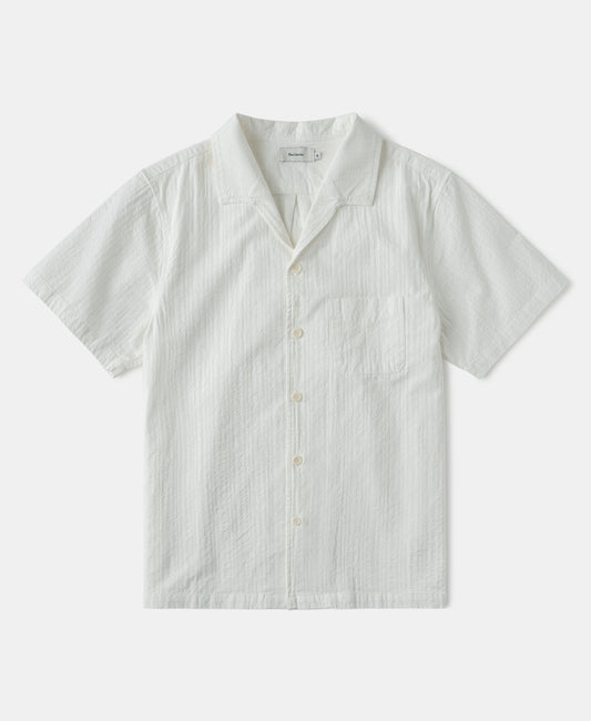 Italian Collar Salt-Shrunk Shirt - White