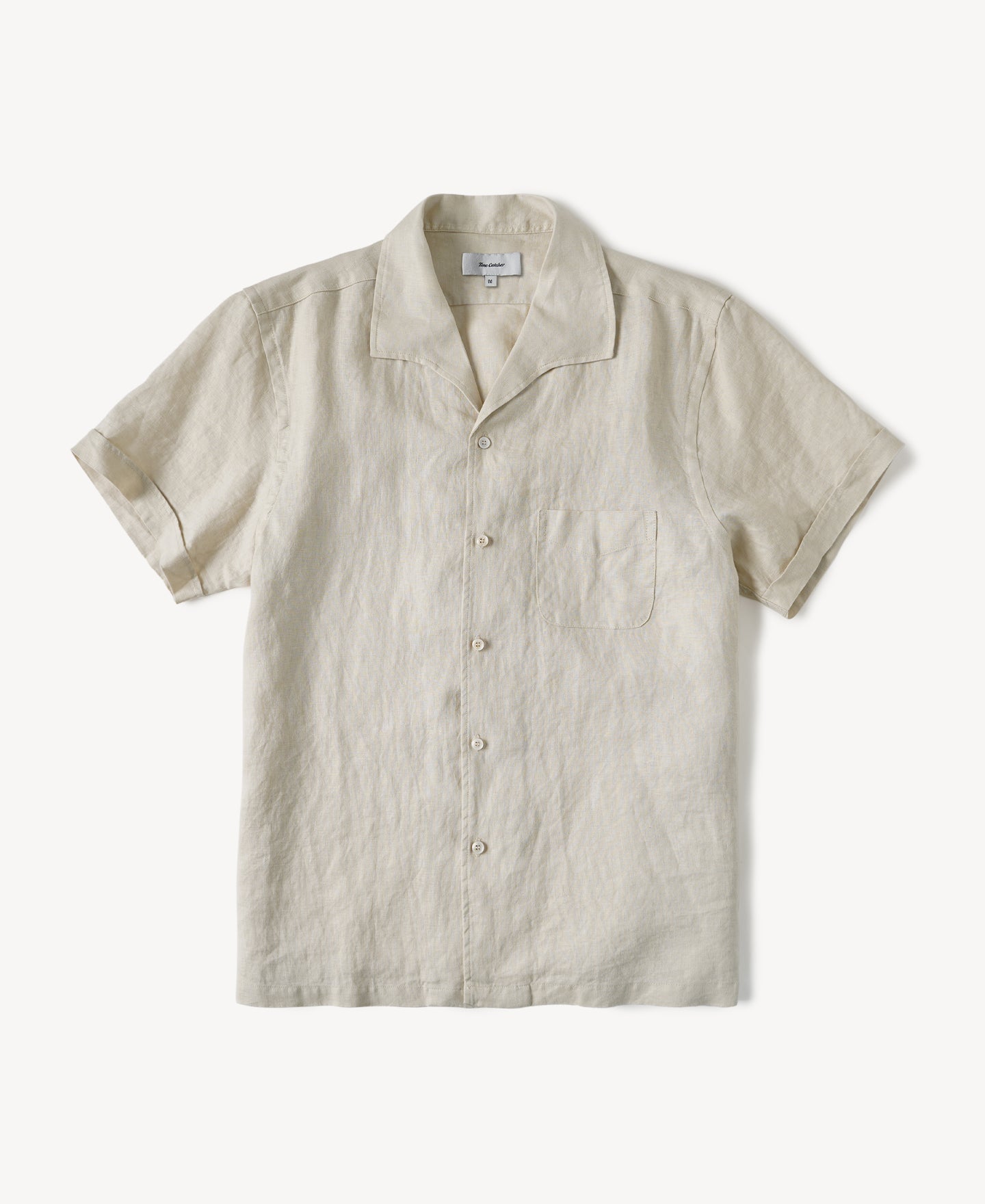 1950s Italian Collar Linen Shirt - Apricot - Size XS-M