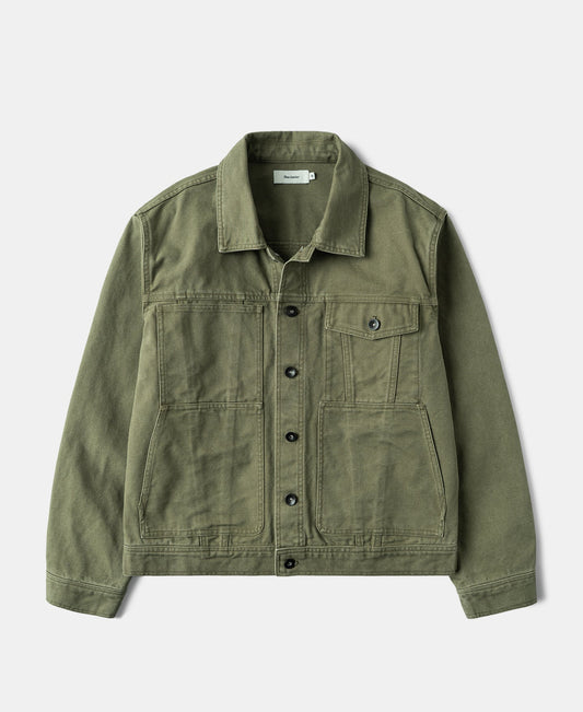 Classic Canvas Cruiser Cropped Jacket - Olive