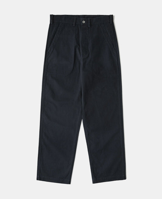 1940s USN-Inspired Herringbone Deck Trousers - Navy