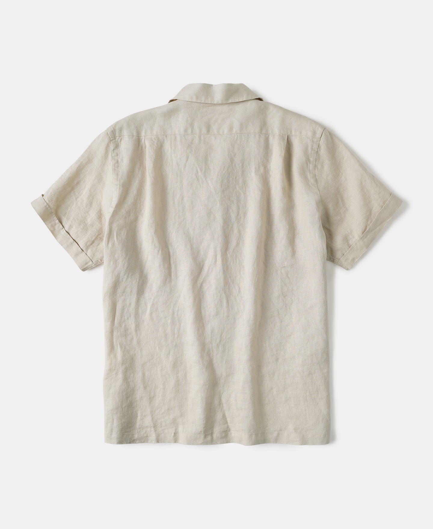1950s Italian Collar Linen Shirt - Apricot - Size XS-M
