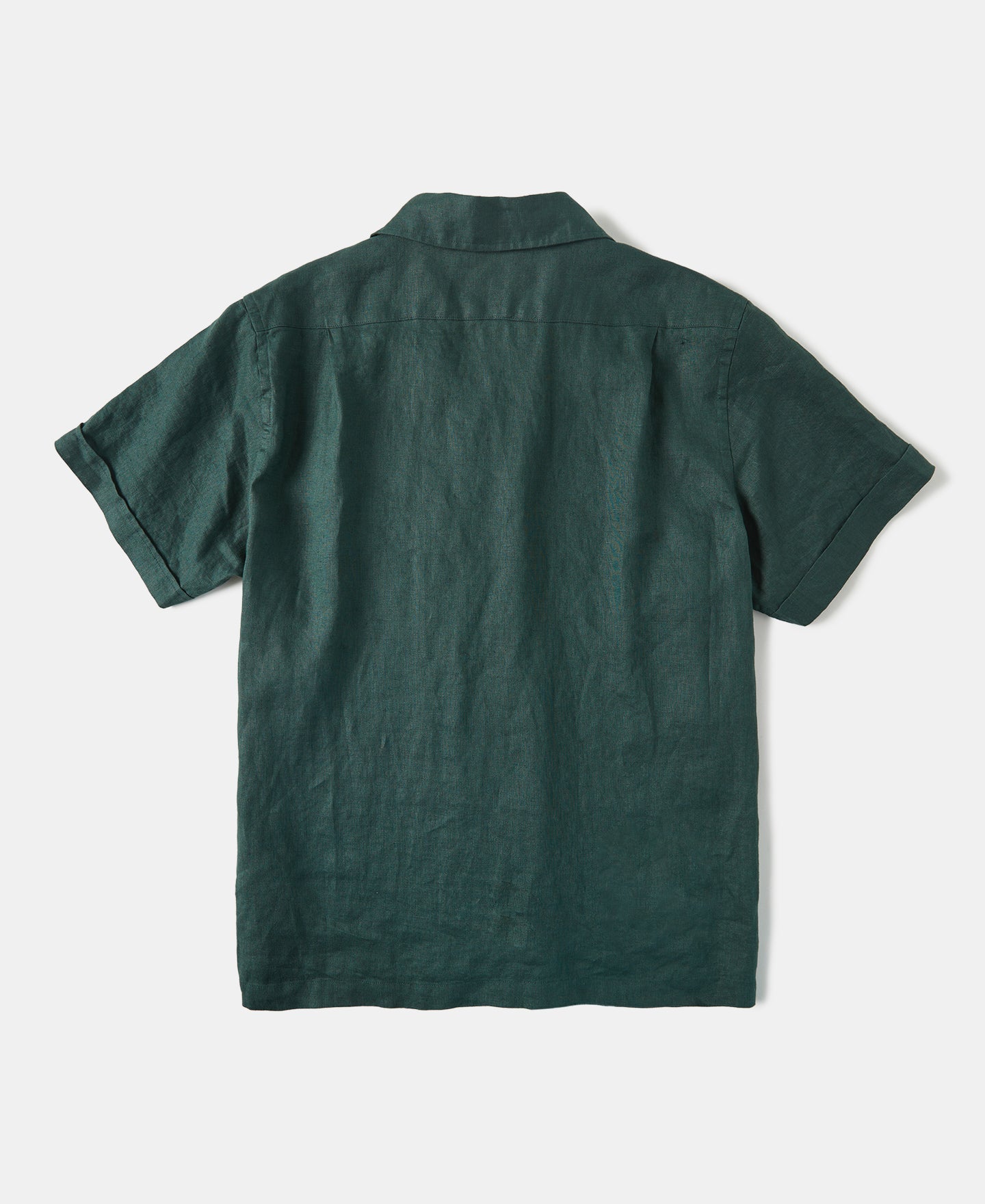 1950s Italian Collar Linen Shirt - Dark Green - Size XS-M