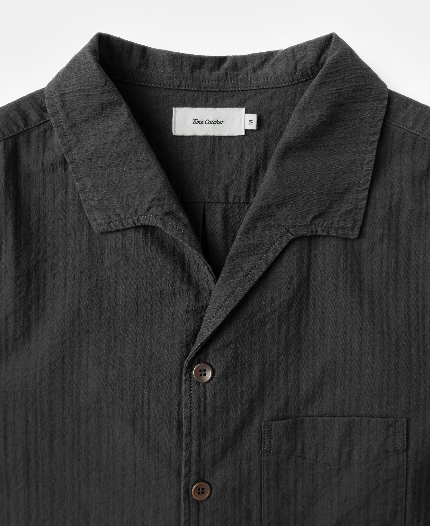 Italian Collar Salt-Shrunk Shirt - Black