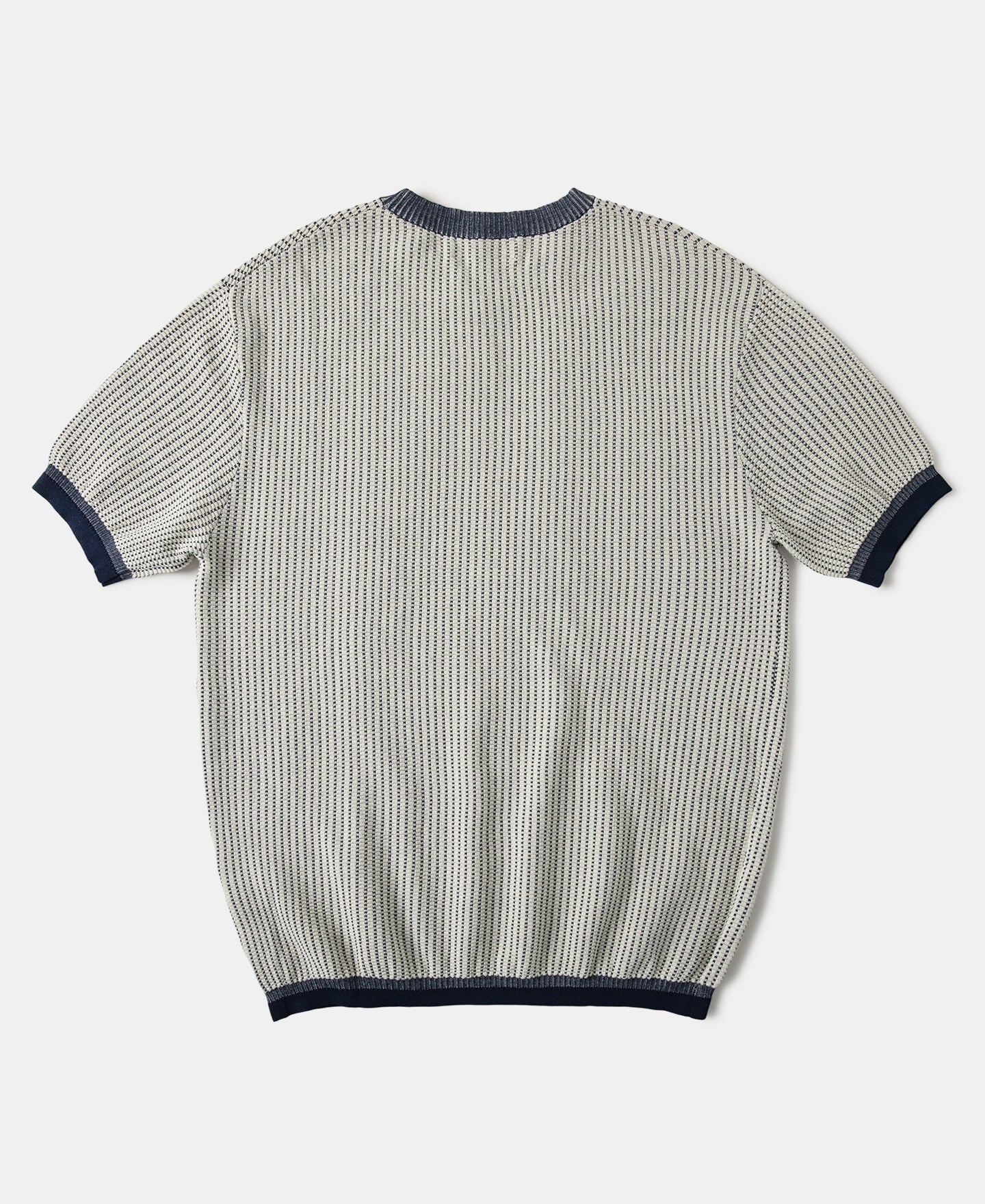 Retro Waffle-Knit Contrast Collar T-Shirt