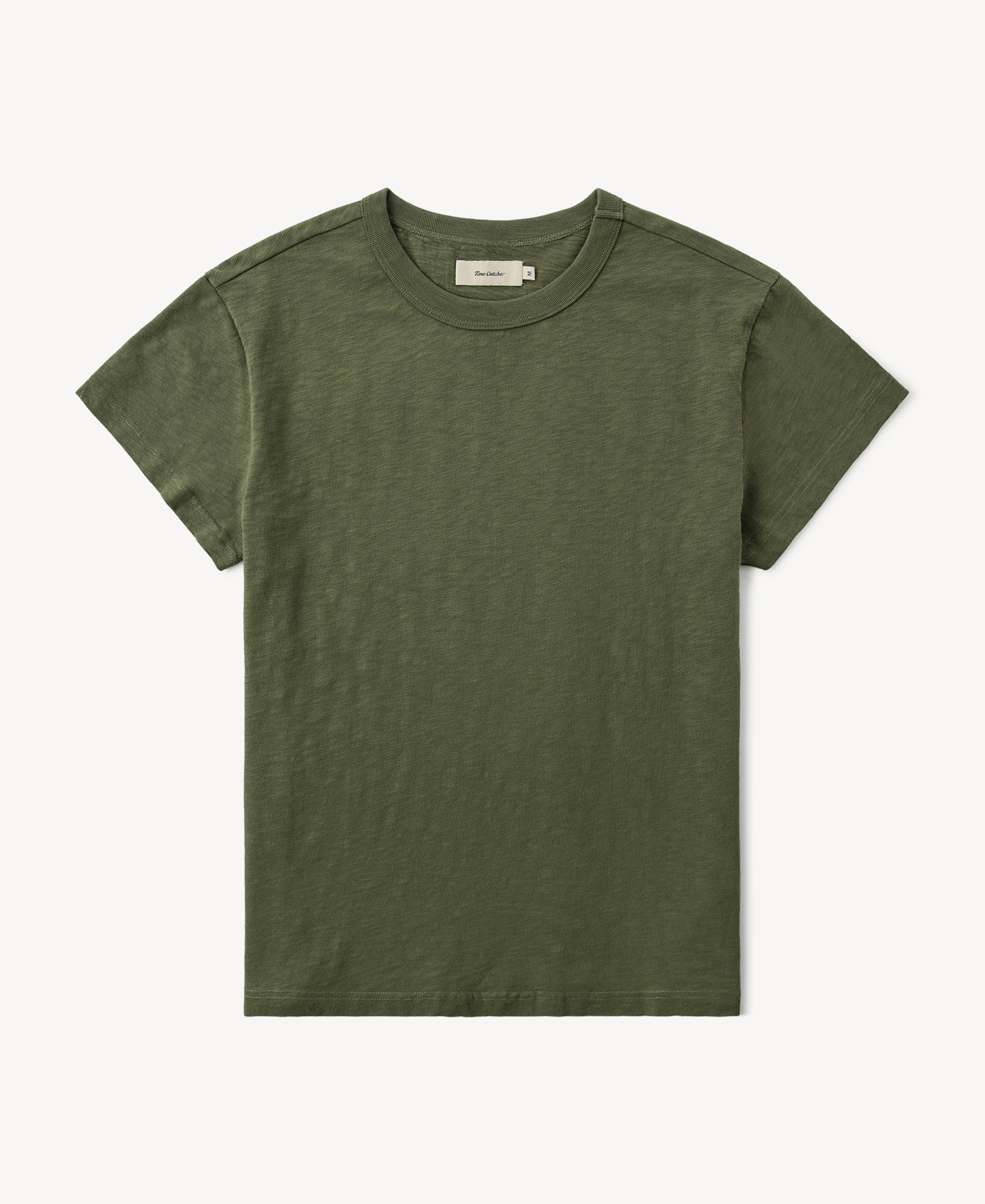 Vintage Slub Cotton Cap Sleeve T-Shirt - Olive