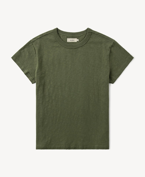 Vintage Slub Cotton Cap Sleeve T-Shirt - Olive