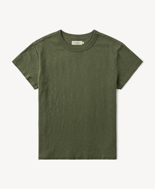 Vintage Slub Cotton Cap Sleeve T-Shirt - Olive
