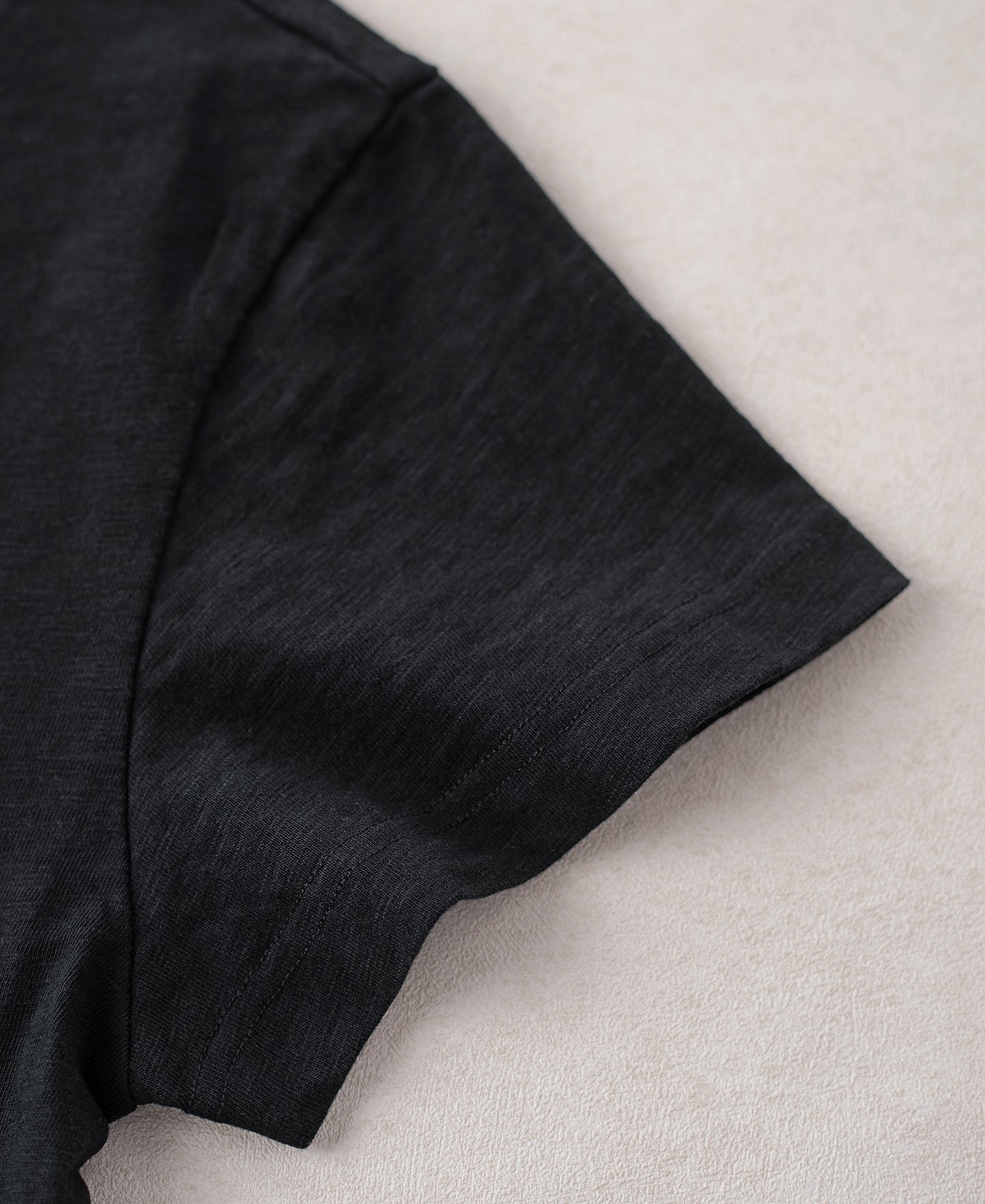 Vintage Slub Cotton Cap Sleeve T-Shirt - Black