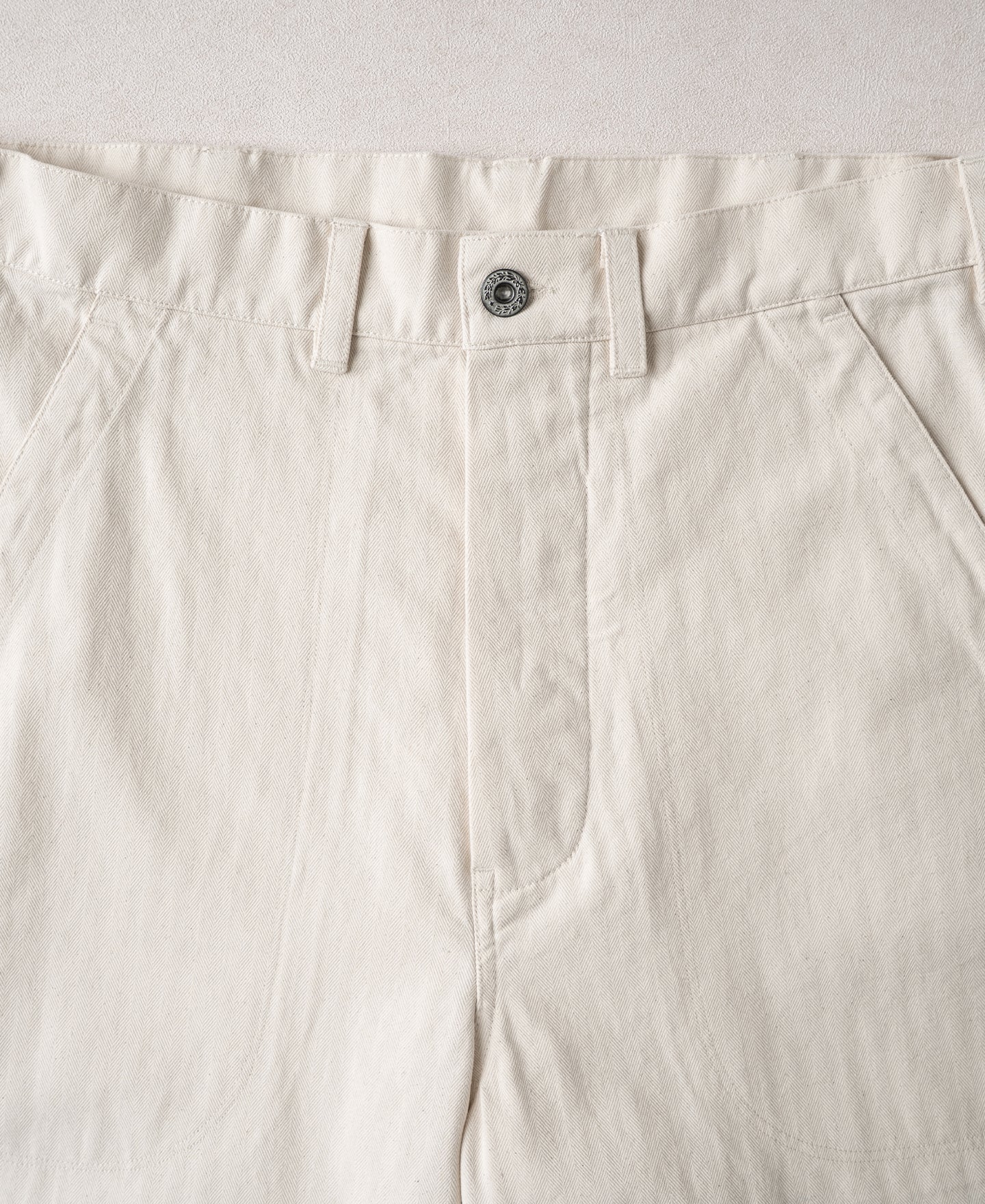 1940s USN-Inspired Herringbone Deck Trousers - White