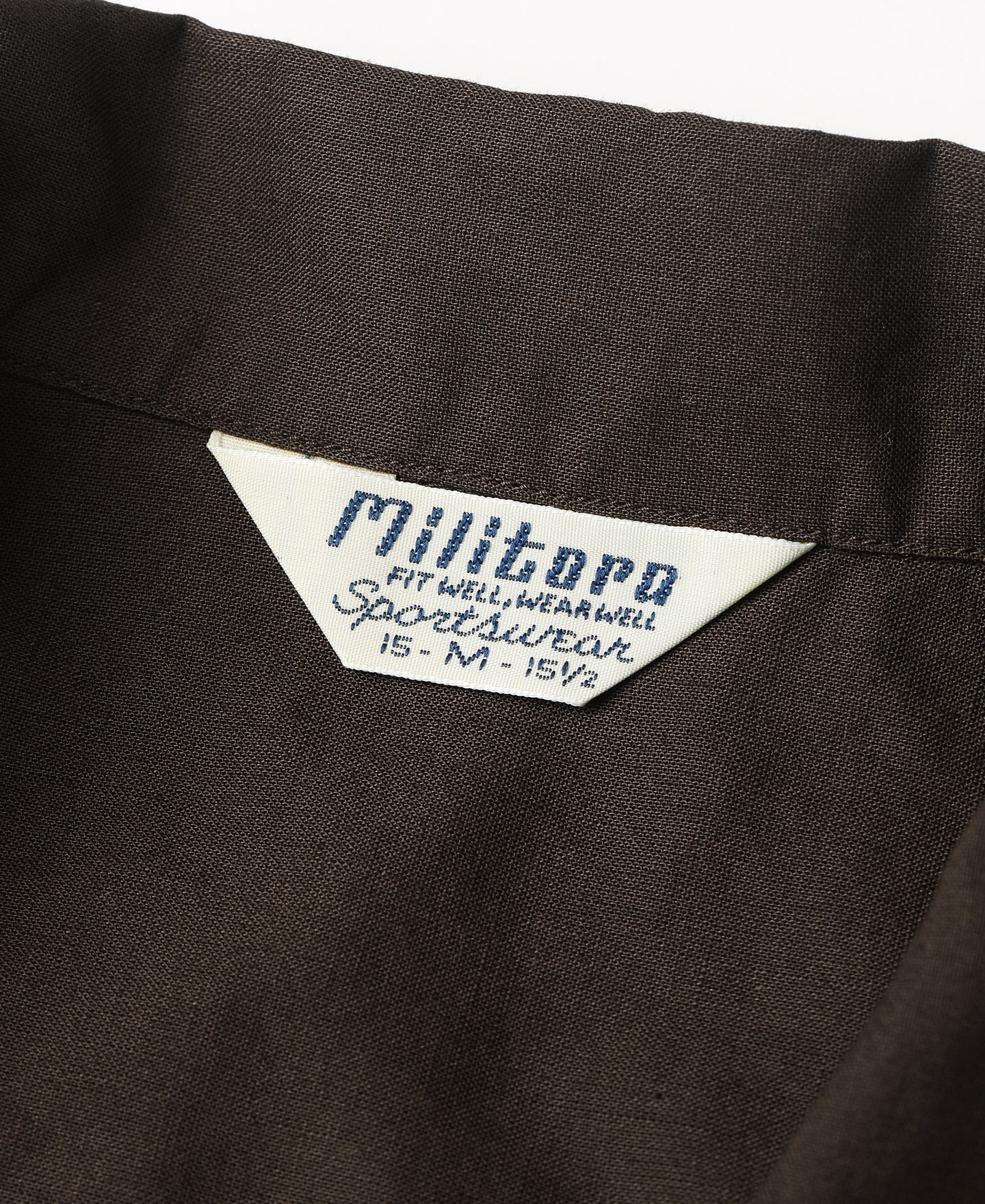 Lot 220L 1940s Linen-Cotton Open Collar Shirt - Dark Brown