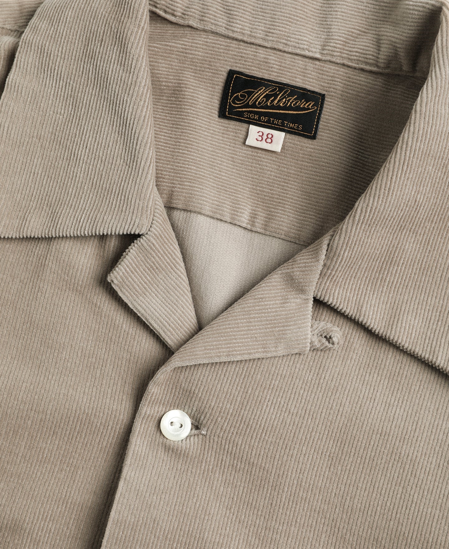 Lot 220 Corduroy Open Collar Shirt - Khaki