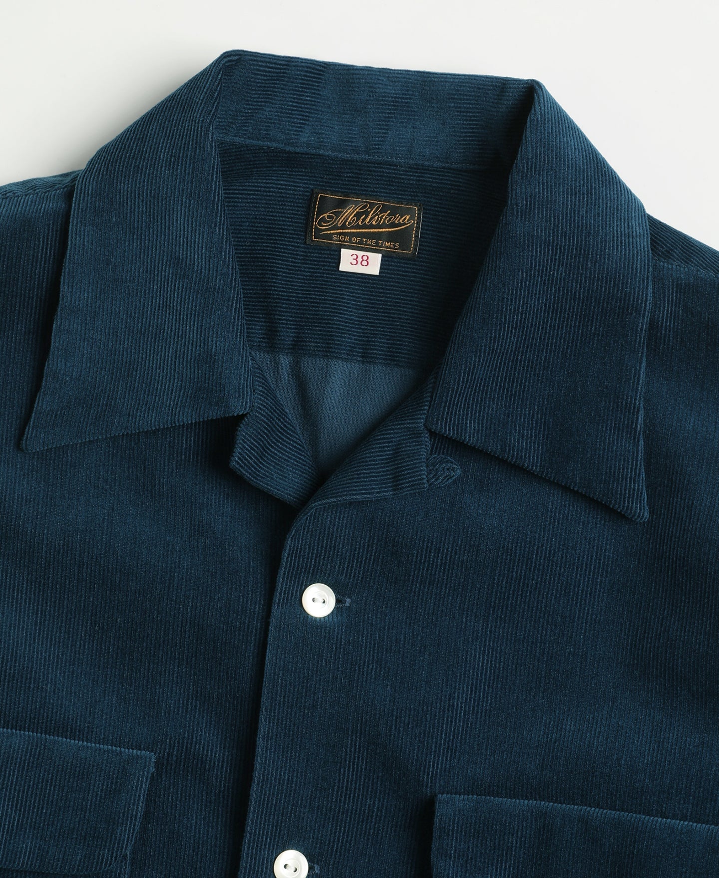 Lot 220 Corduroy Open Collar Shirt - Indigo
