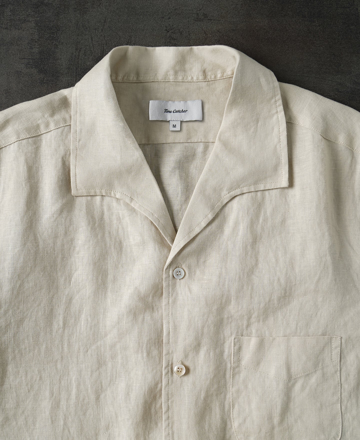 1950s Italian Collar Linen Shirt - Apricot - Size XS-M