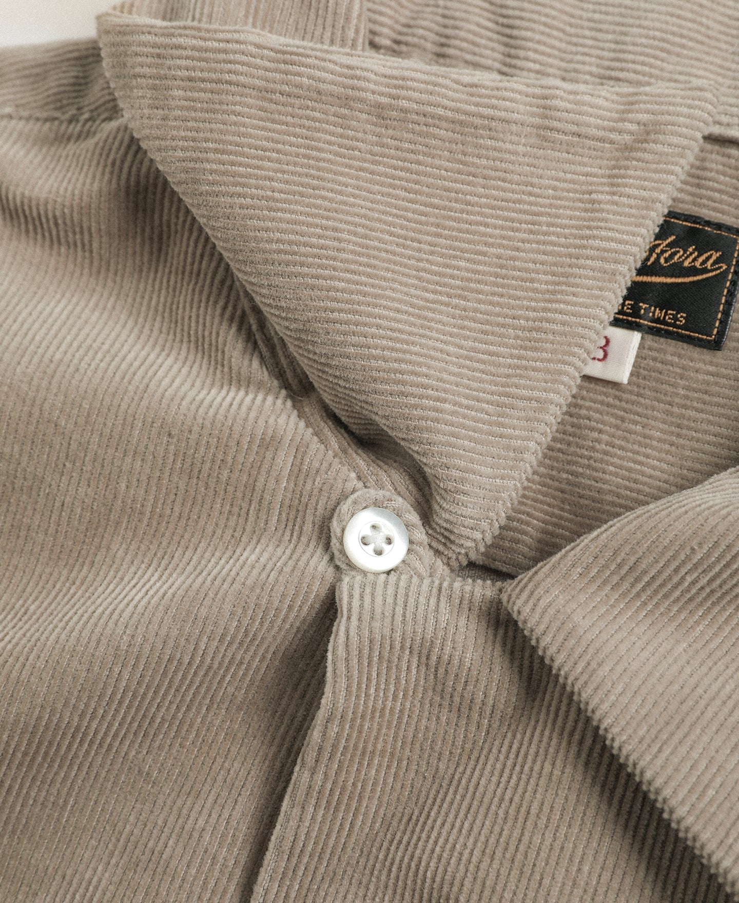 Lot 220 Corduroy Open Collar Shirt - Khaki