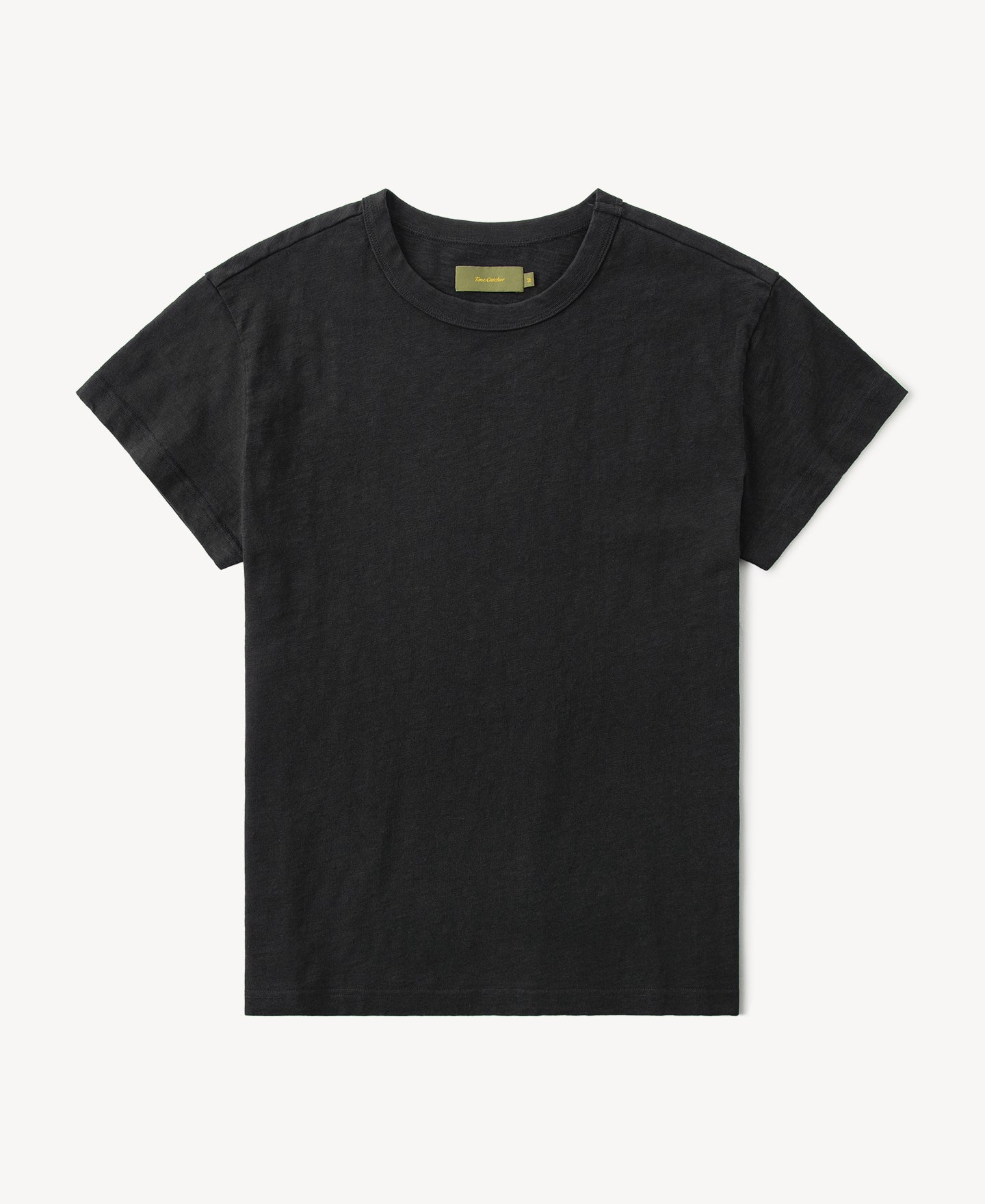 Vintage Slub Cotton Cap Sleeve T-Shirt - Black