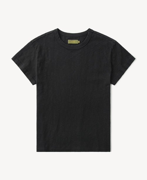 Vintage Slub Cotton Cap Sleeve T-Shirt - Black