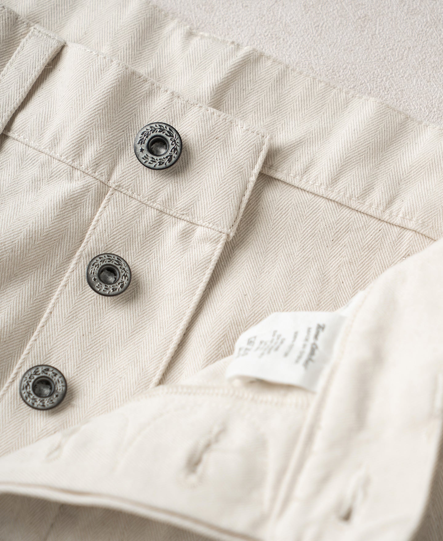 1940s USN-Inspired Herringbone Deck Trousers - White