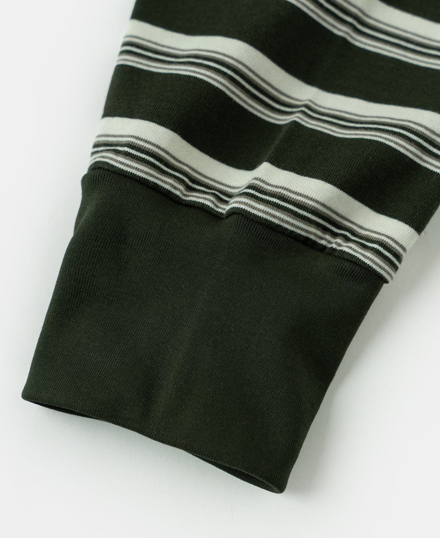 Heavyweight Stripe Crewneck Long Sleeve T-Shirt - White/Green