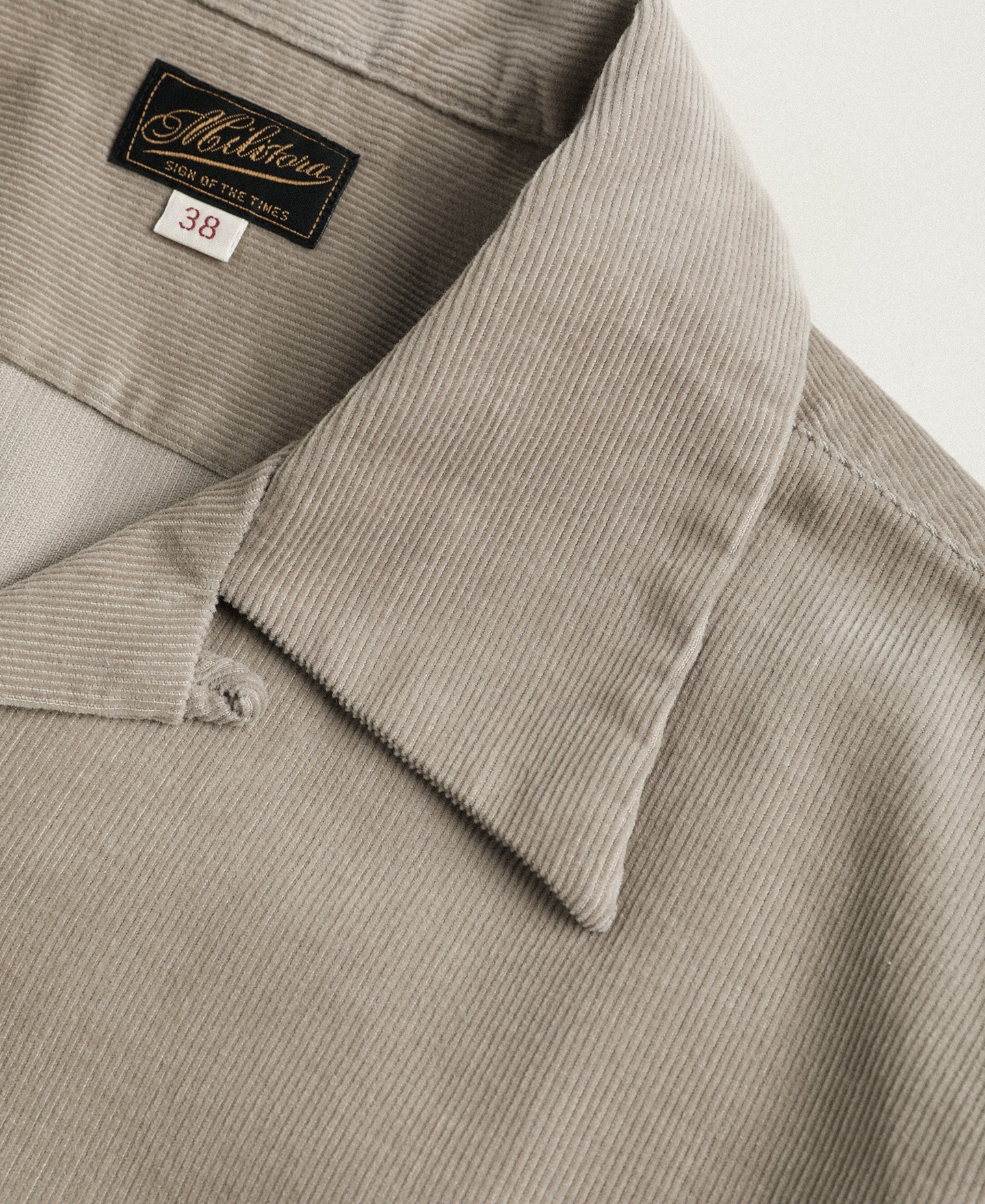 Lot 220 Corduroy Open Collar Shirt - Khaki