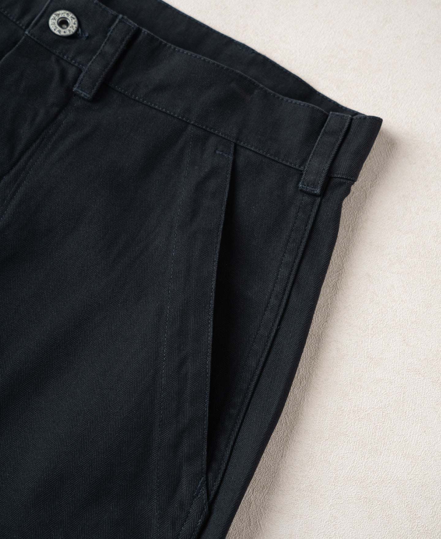 1940s USN-Inspired Herringbone Deck Trousers - Navy