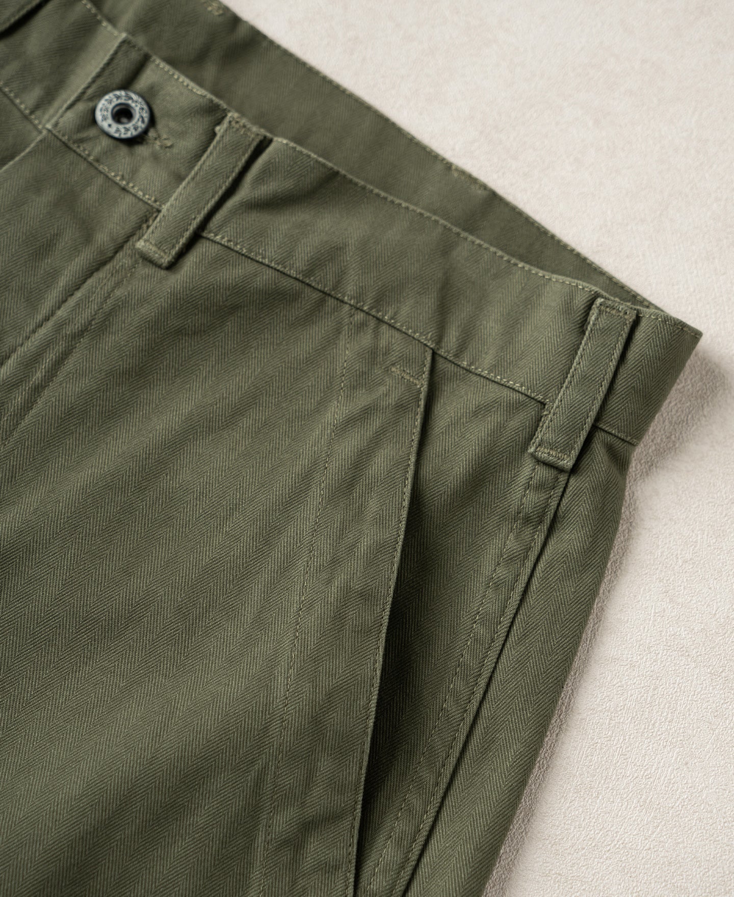 1940s USN-Inspired Herringbone Deck Trousers - Olive