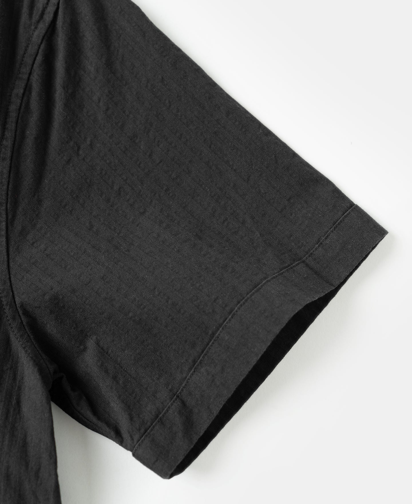 Italian Collar Salt-Shrunk Shirt - Black