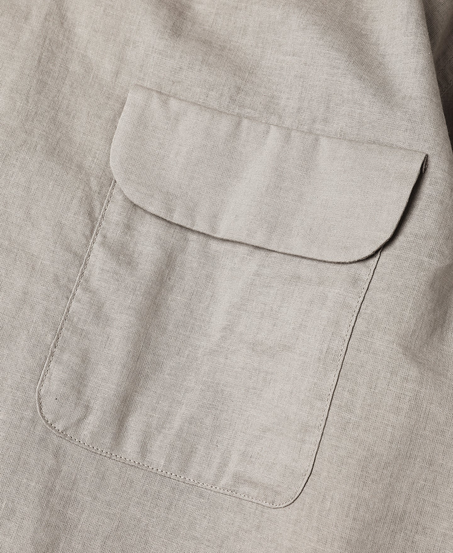 Lot 220L 1940s Linen-Cotton Open Collar Shirt - Khaki Gray