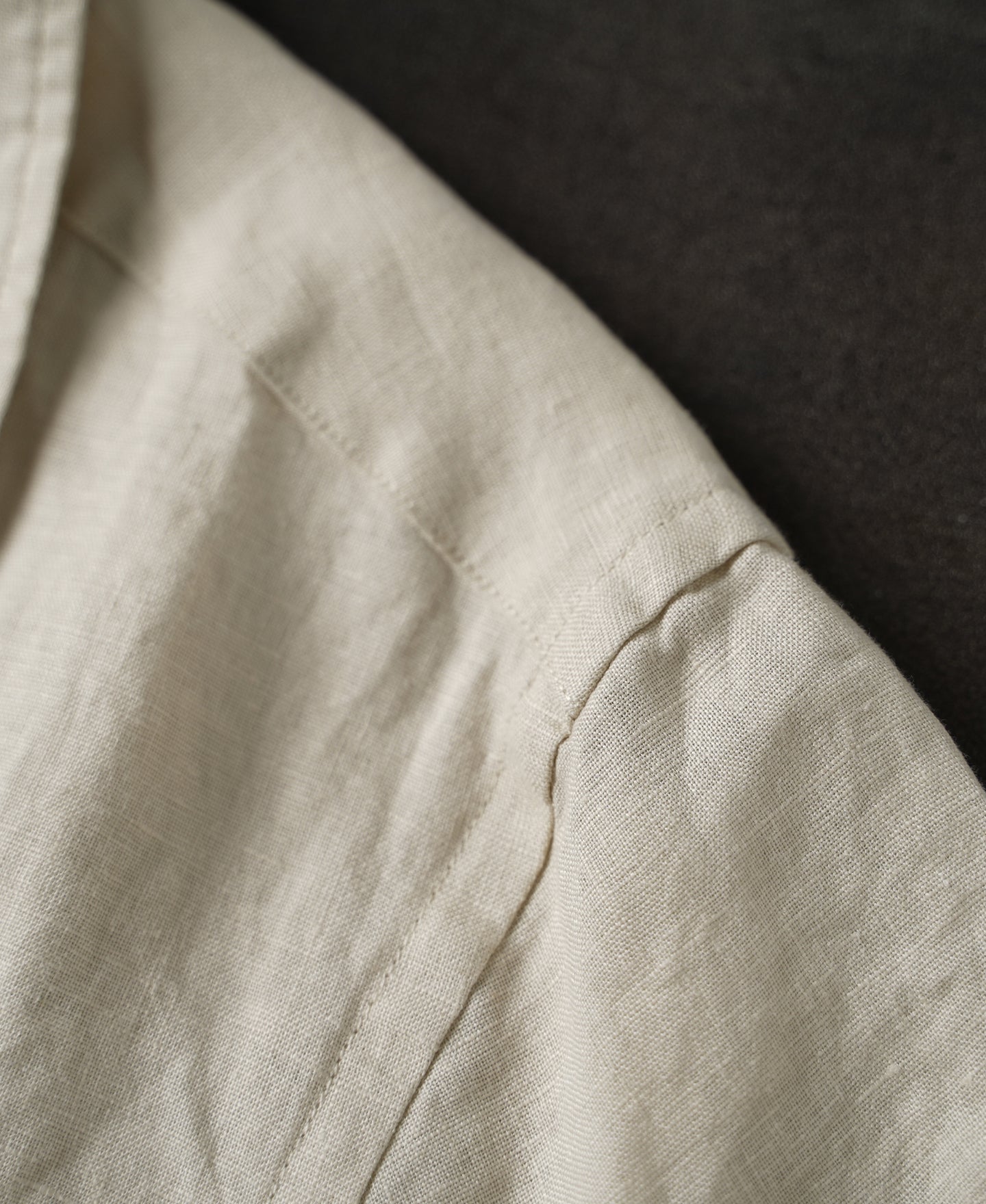 1950s Italian Collar Linen Shirt - Apricot - Size XS-M