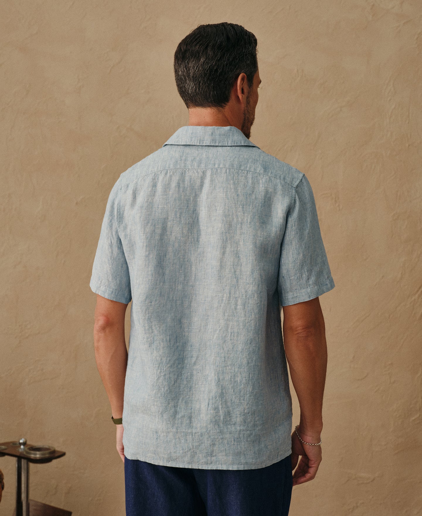 Yarn-dyed Linen Camp-Collar Shirt - Washed Blue