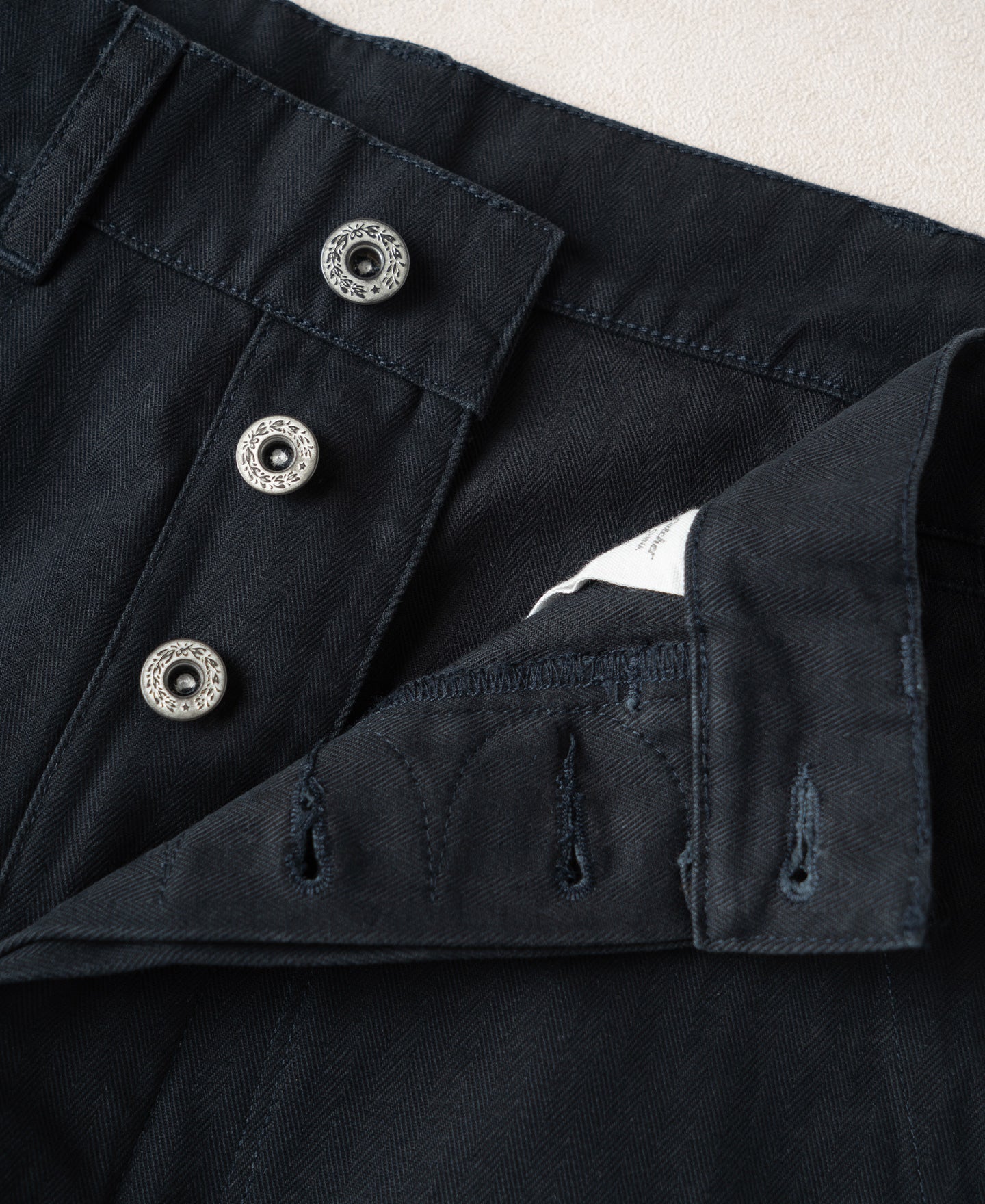 1940s USN-Inspired Herringbone Deck Trousers - Navy