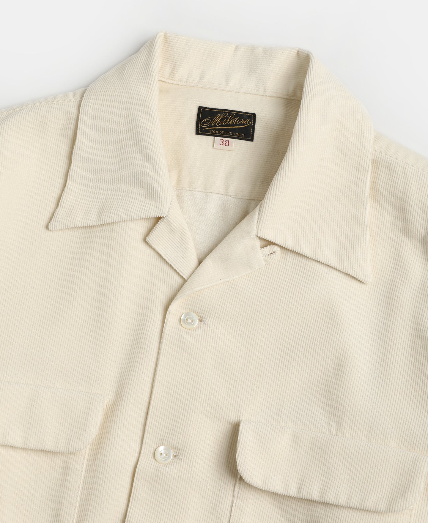 Lot 220 Corduroy Open Collar Shirt - Cream