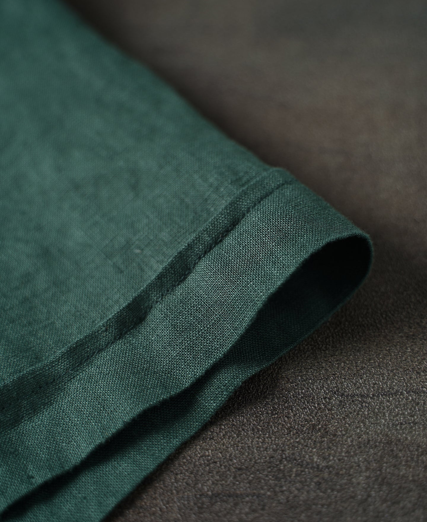 1950s Italian Collar Linen Shirt - Dark Green - Size XS-M