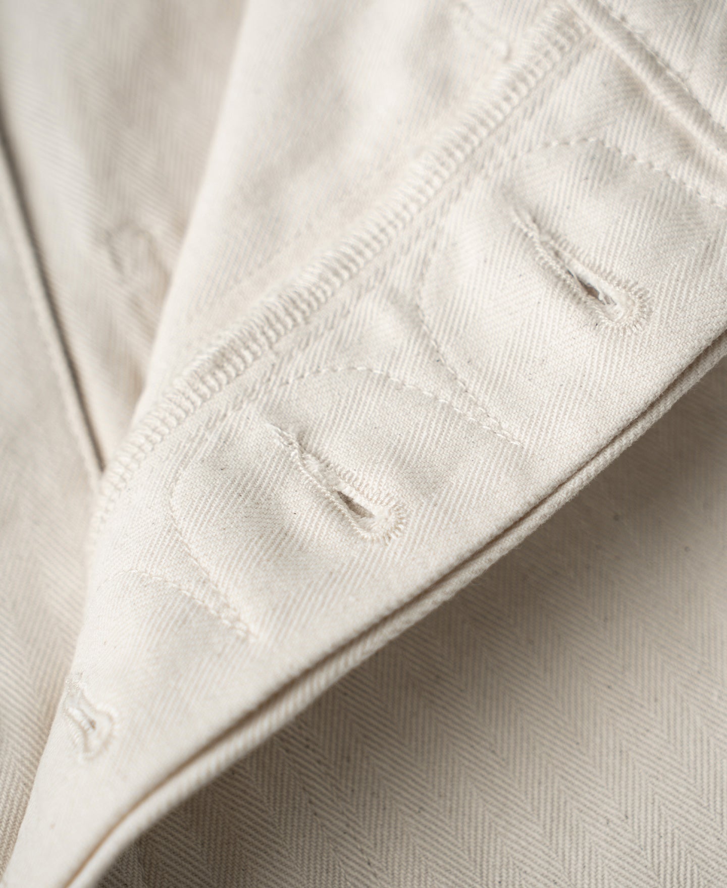 1940s USN-Inspired Herringbone Deck Trousers - White