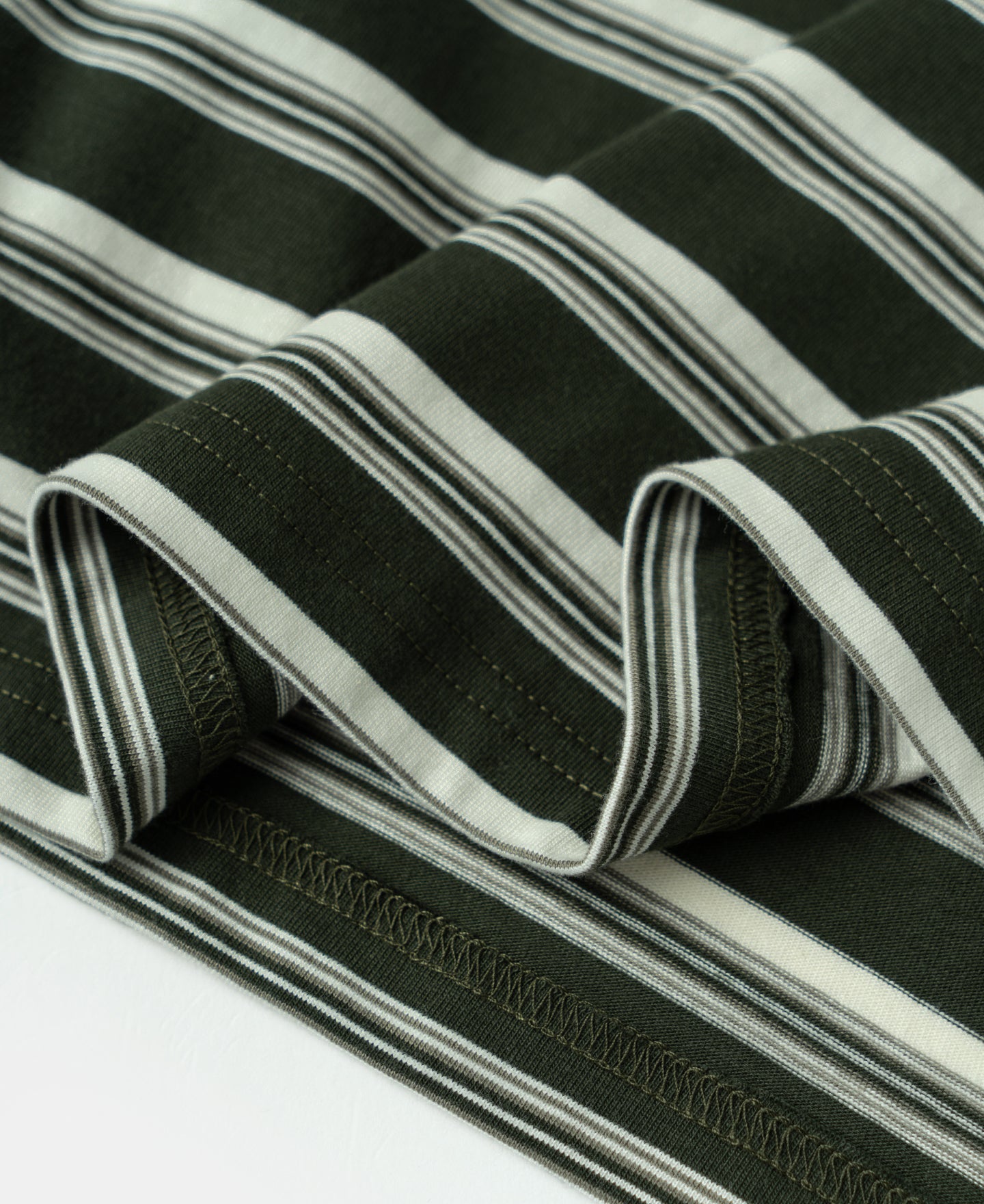 Heavyweight Stripe Crewneck Long Sleeve T-Shirt - White/Green