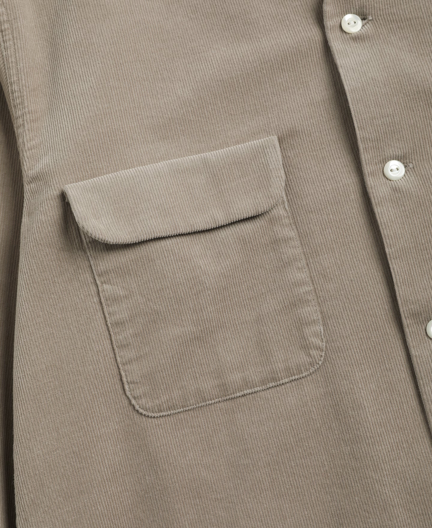 Lot 220 Corduroy Open Collar Shirt - Khaki